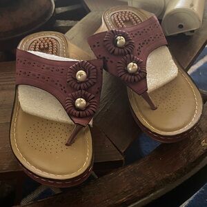 Women's Brown and Cream Sandals